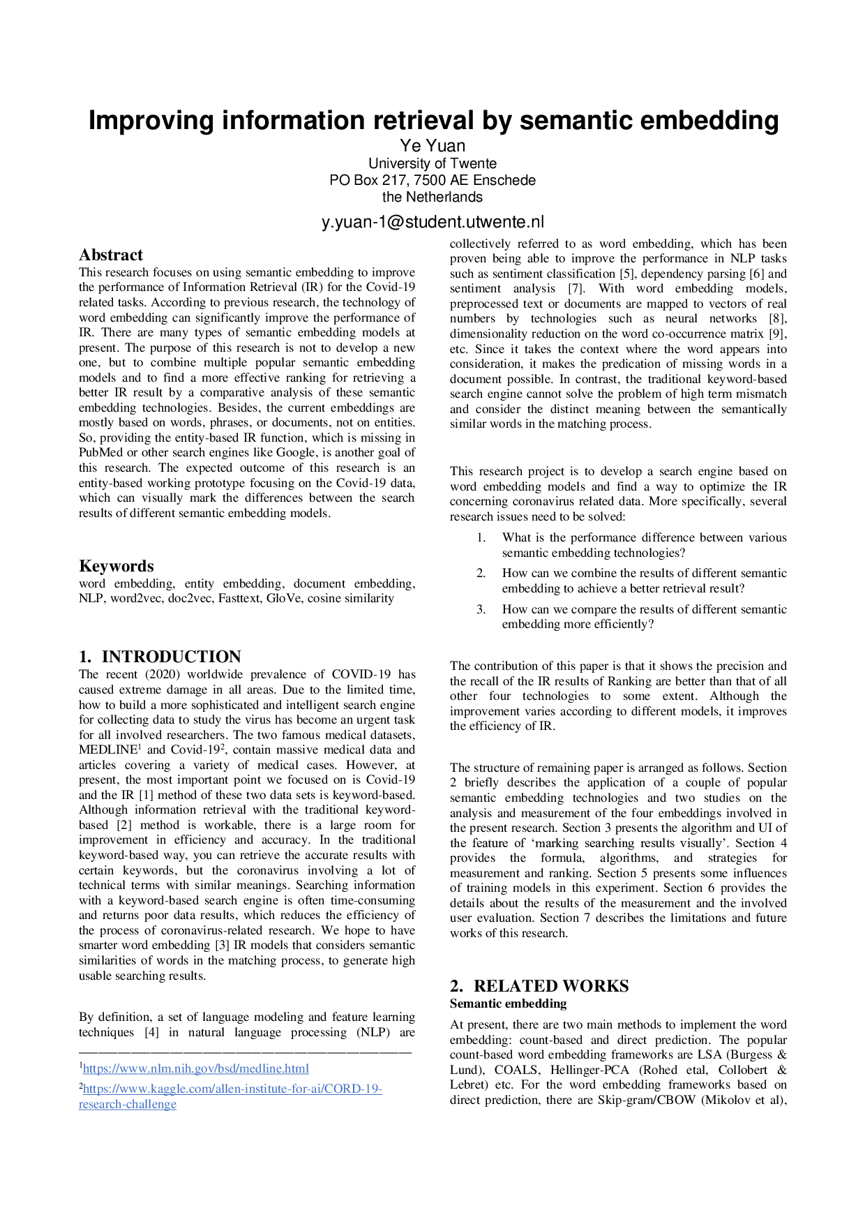 Poster, Improving information retrieval by semantic embedding