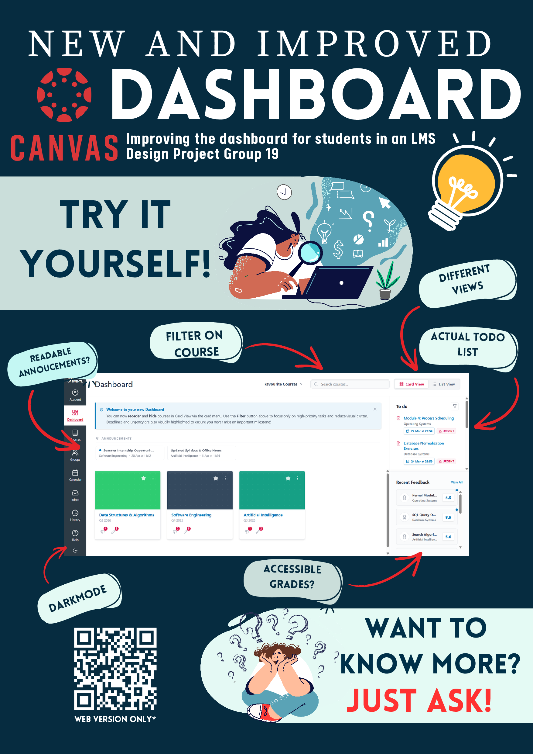 Poster, Improving the Canvas Dashboard: A User-Centered Redesign Based on Student Needs at the University of Twente